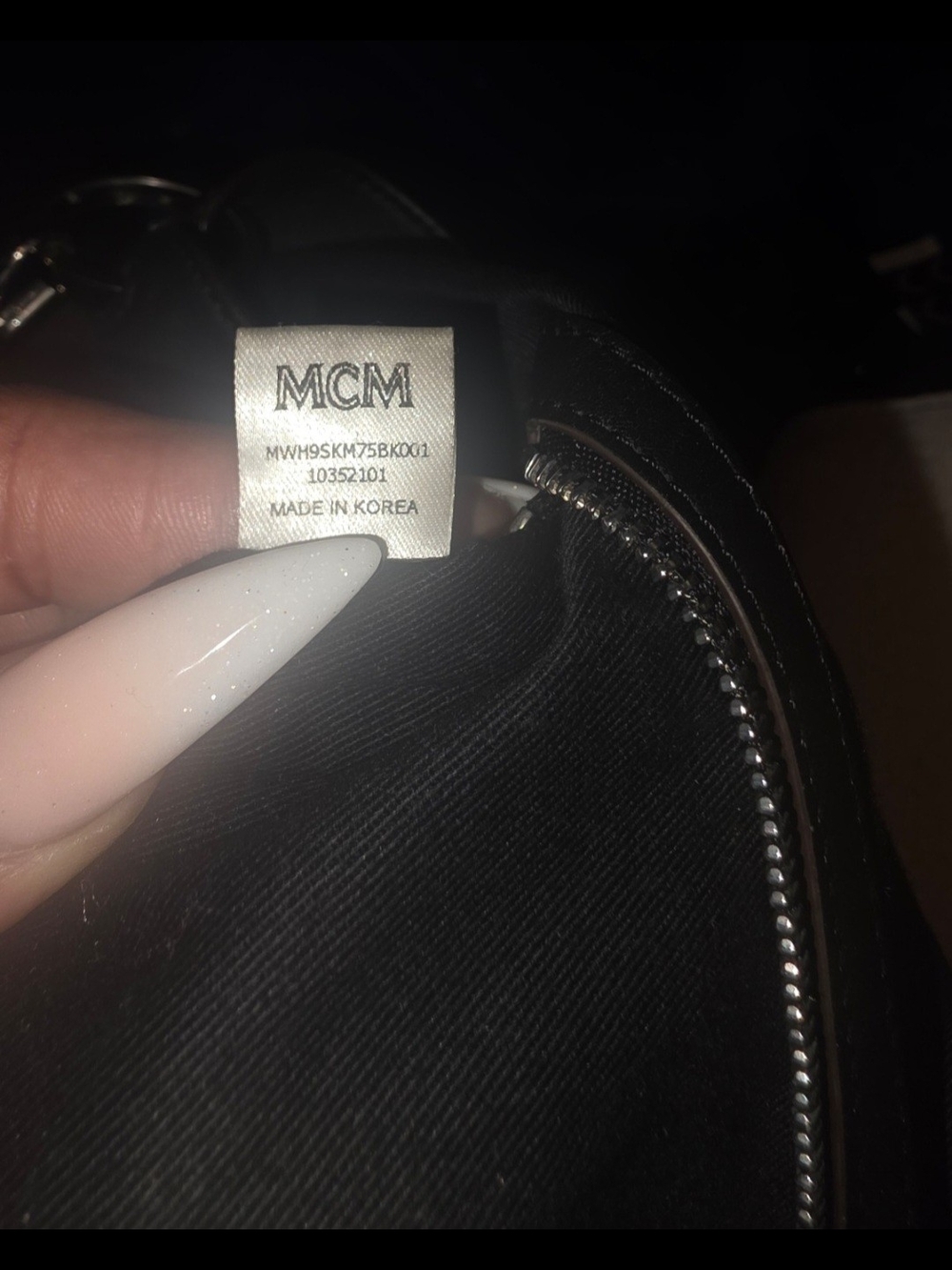 MCM Black Embossed Leather Shoulder Bag - Picture 6 of 11
